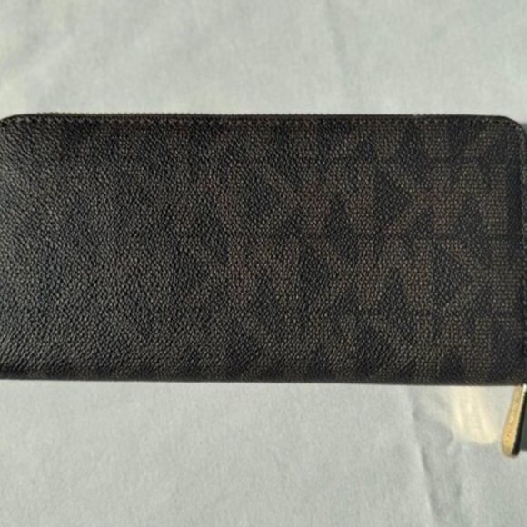 Michael Kors Brown Monogram Coated Canvas Zip Around Wallet - Picture 2 of 3